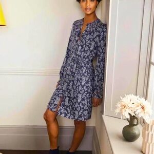 BODEN Smocked Detail Milkshake Leaf Sprig Print Dress